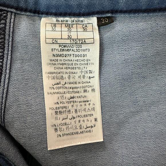 Guess Womens Mini Skirt Size 30 Blue Denim Stretchy Tie Front High Rise - Picture 6 of 8